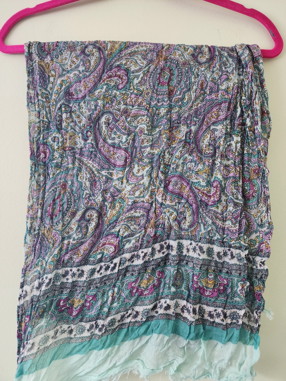 Talbots Lightweight Paisley Scarf in Purple, Teal & White